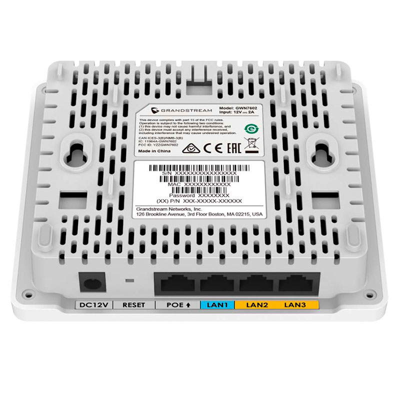 GWN7603, AP 802.11ac Wave-2, 4xGigaEth PoE In/Out, MU-MIMO 2x2 DualBand, 1.27Gbps, 100mts, 100 conexiones