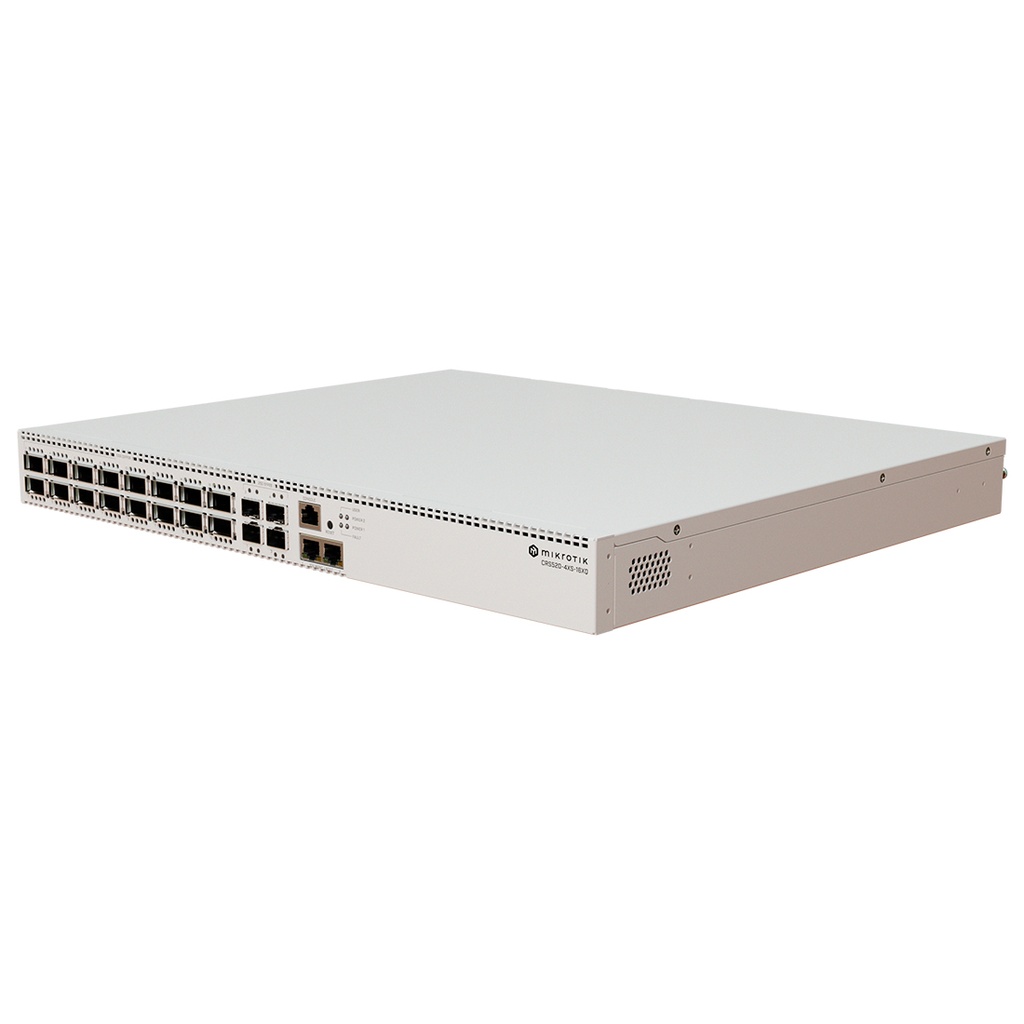 CRS520-4XS-16XQ-RM, Switch CPU 4CORE 2Ghz, RAM 4GB, 16x100 Gigabit QSFP28, 4x25 Gigabit SFP28, RouterOS L5