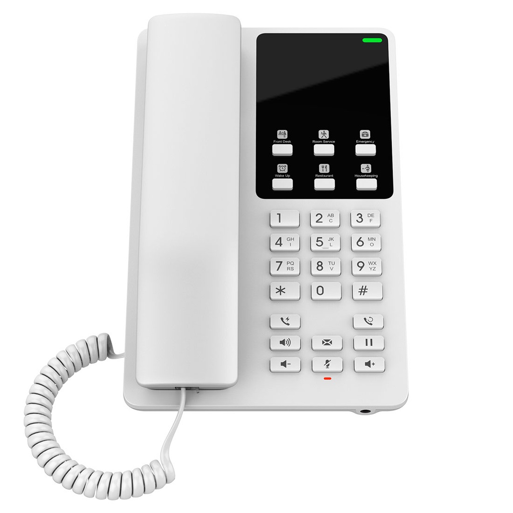 GHP620, Teléfono Hotelero IP Blanco, 2 cuentas SIP 2 líneas, GDMS, soporta PoE