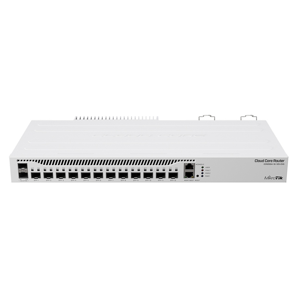 CCR2004-1G-12S+2XS, Ruteador CPU Quad 1700Mhz, RAM 4G, 1xGigaEth, 12x10G SFP+, 2x25G SFP28, RouterOS L6