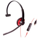 EPIC 501-R, Diadema UC, control llamada, mute y vol, 3.5mm y USB, Roja (Monoaural)