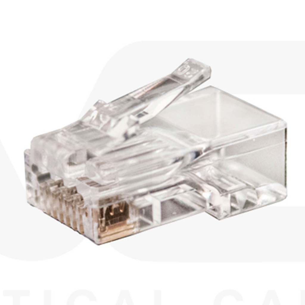 012-023/EZF-100, Plug RJ45 Cat6 modular de paso, para cable sólido, con chapa de oro, 100 piezas