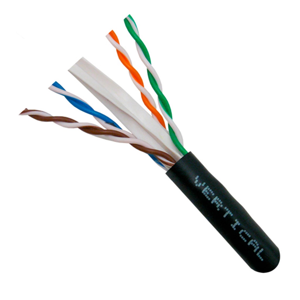 ​069-559/CMX, Cable UTP Cat6 CMX, exteriores, UV, 23 AWG, cobre sólido, forro negro, carrete 305mts (1,000ft)