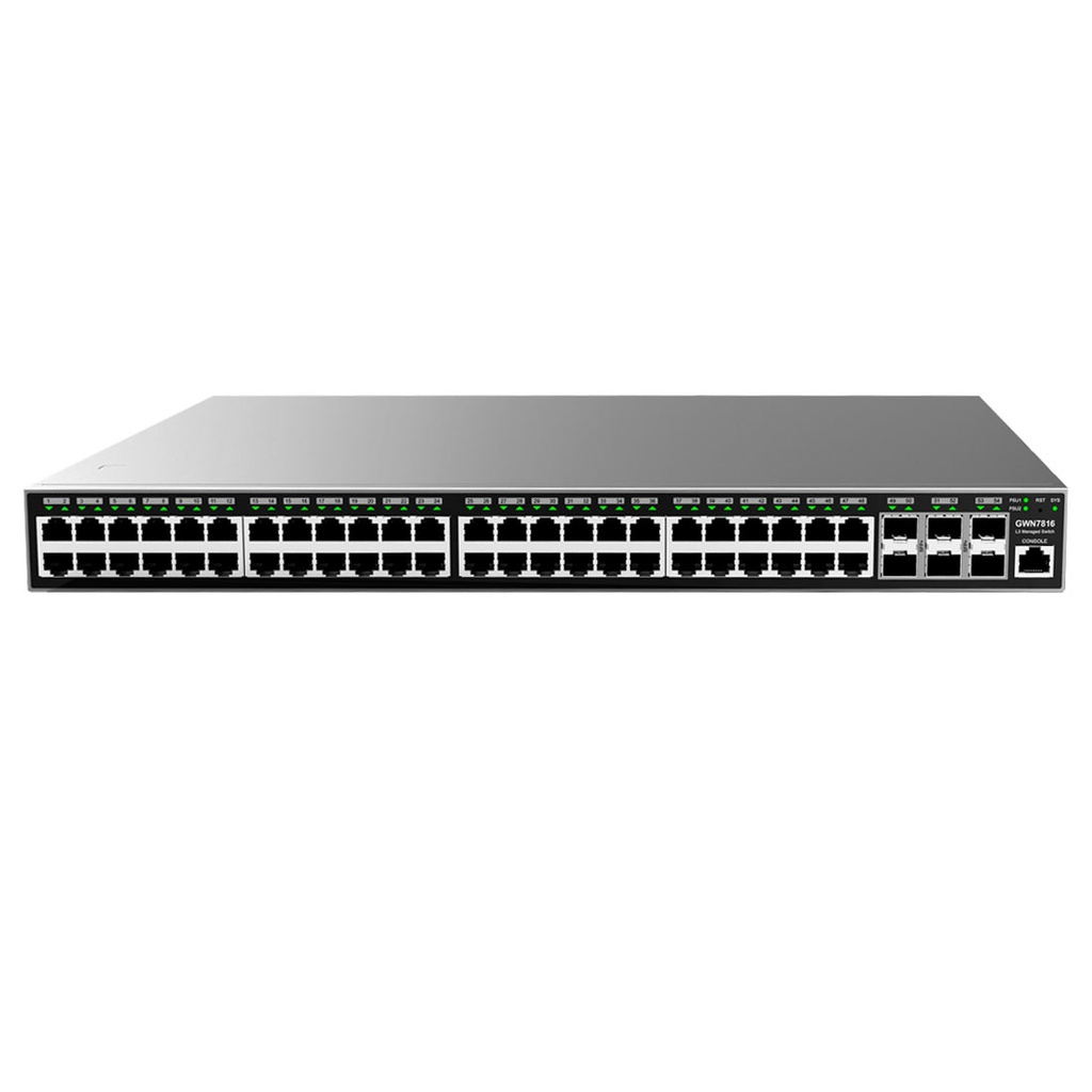 GWN7816, Switch Administrable capa 3, 48 x GigaEth y 6 x 10 Giga SFP+