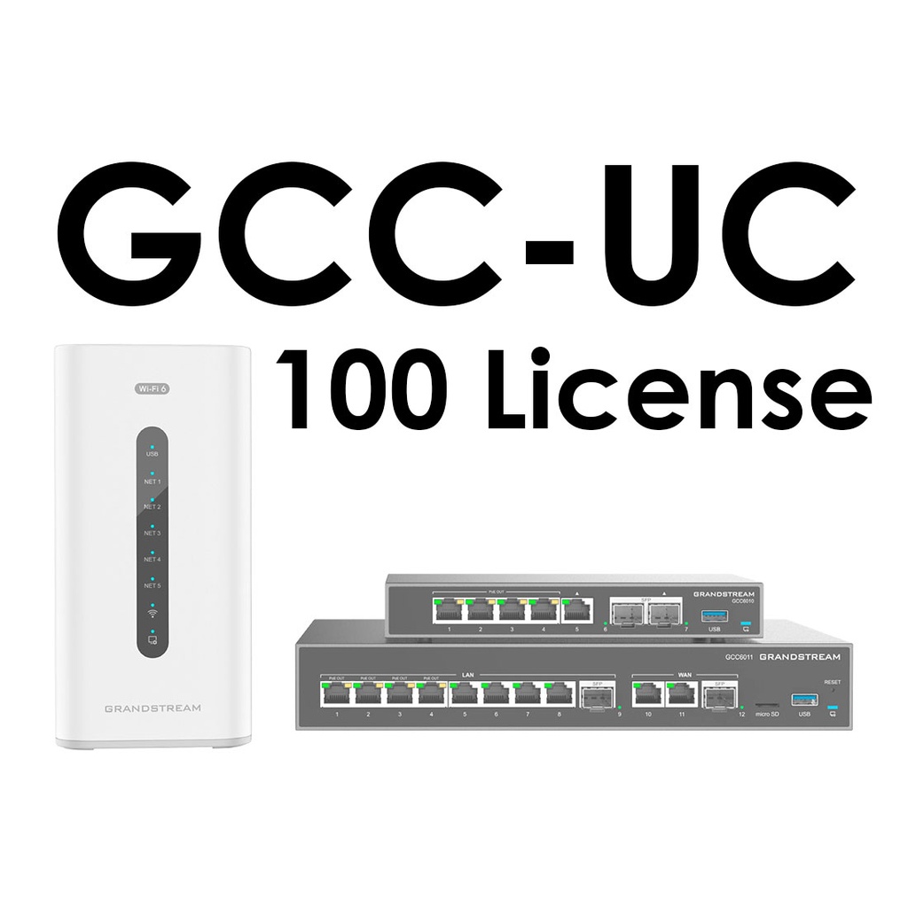 GCC-UC-100-LICENSE, actualización de GCC a 100 usuarios y 25 llamadas concurrentes